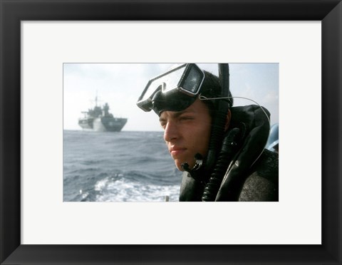 Framed US Navy Simmer Training Aboard Print