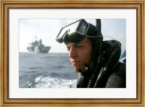 Framed US Navy Simmer Training Aboard Print