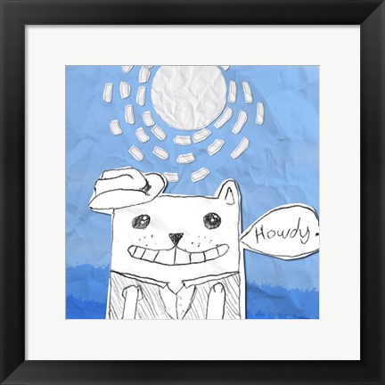 Framed Howdy Cat Print