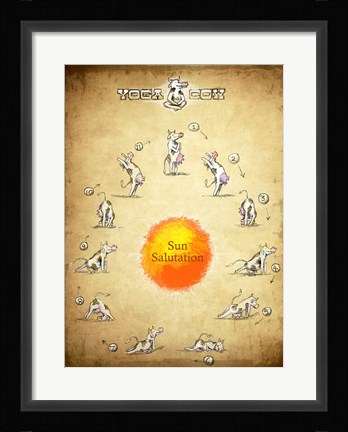 Framed Yoga Cow Sun Salutation Print