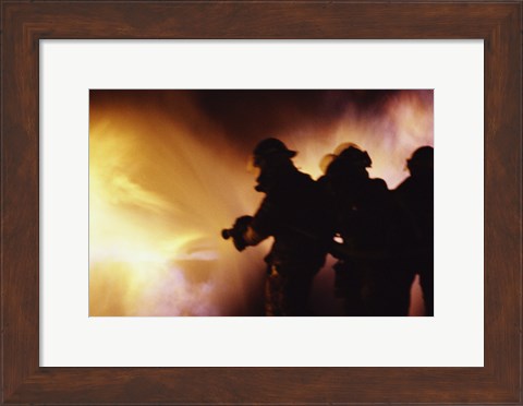 Framed Firefighters extinguishing a fire Print