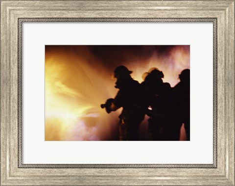 Framed Firefighters extinguishing a fire Print