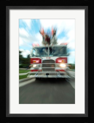 Framed Fire engine on a road Print
