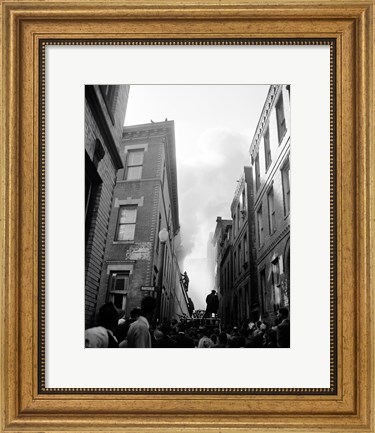 Framed USA, Massachusetts, Boston, firefighters fighting with fire Print