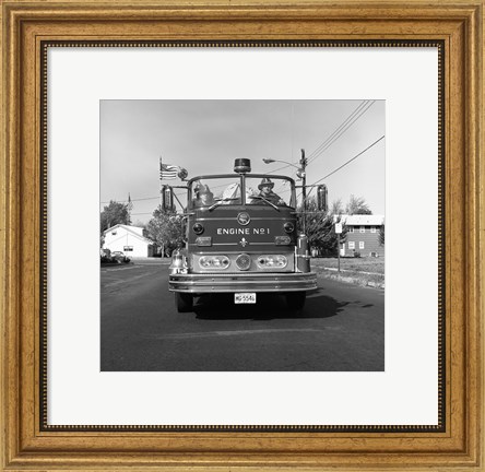 Framed Fire engine on road Print