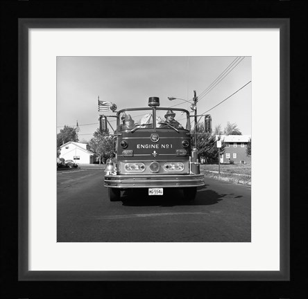 Framed Fire engine on road Print
