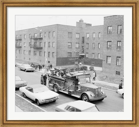 Framed USA, New York City, fire engine Print