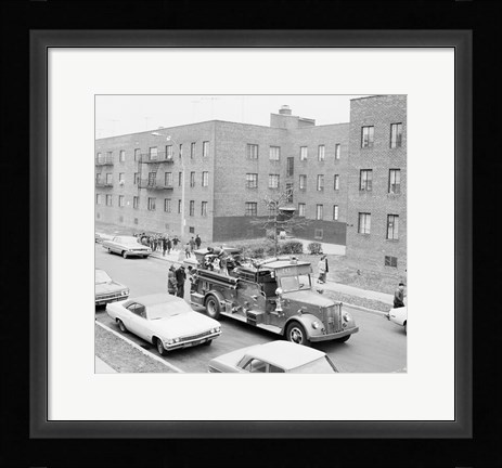 Framed USA, New York City, fire engine Print