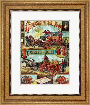 Framed Fire Extinguisher Mfg. Co., Advertising Poster, ca. 1890 Print