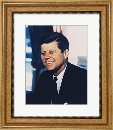 Framed John F. Kennedy, White House Color Photo Portrait Print