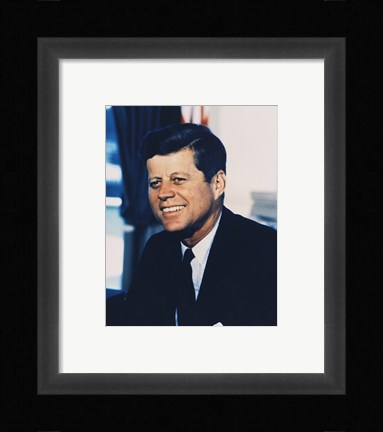 Framed John F. Kennedy, White House Color Photo Portrait Print