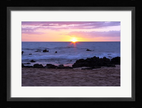 Framed Keawakapu Beach Sunset Long Exposure Print