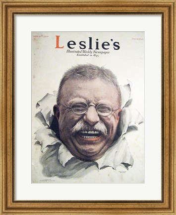 Framed Leslies Illustrated Weekly Newspaper Nov. 1916 Teddy Roosevelt Print