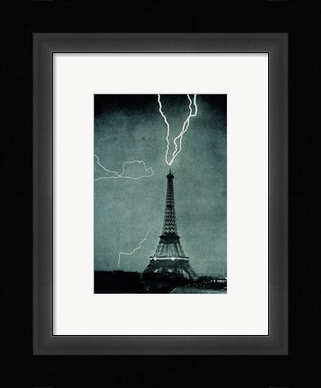 Framed Lightning Striking the Eiffel Tower Print