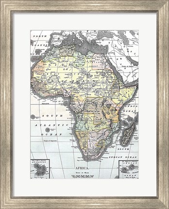 Framed Map of Africa from Encyclopaedia Britannica 1890 Print