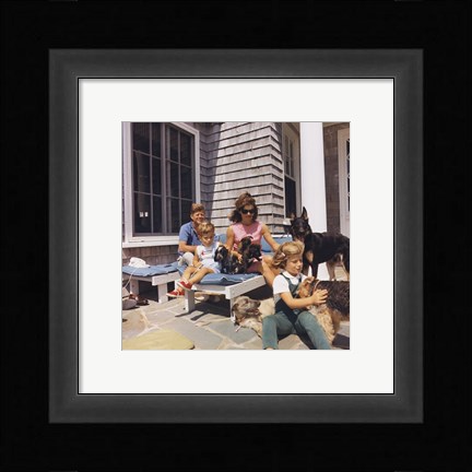 Framed Photograph of Kennedy Family with Dogs During a Weekend at Hyannisport Print
