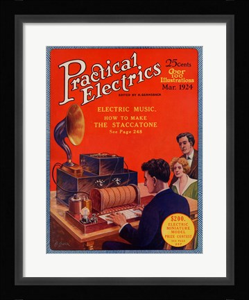 Framed Practical Electrics March 1924 Cover Print