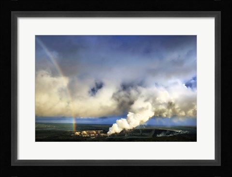 Framed Rainbow and Eruption of Halema`uma`u Vent at Kilauea Print