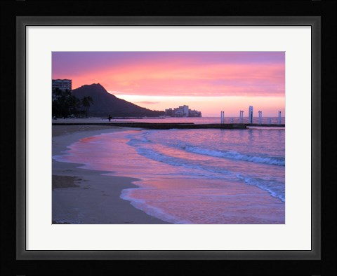 Framed Waikiki Beach Sunset Print