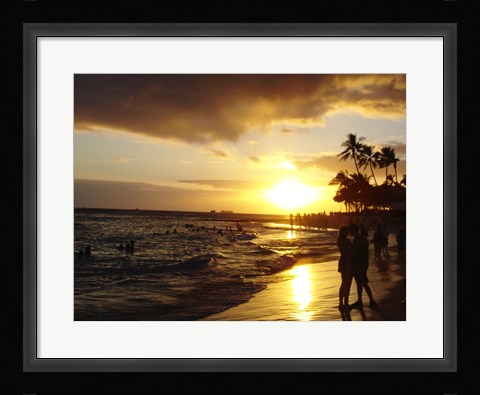 Framed Waikiki Beach at Sunset Print