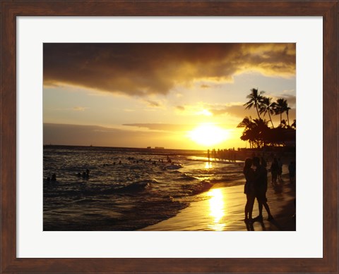 Framed Waikiki Beach at Sunset Print