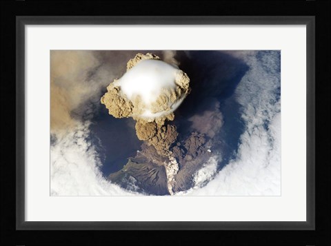 Framed Sarychev Peak Volcano from Nasa Satelite Photo Print