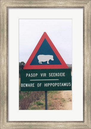 Framed Beware of Hippopotamus Print