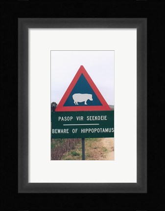Framed Beware of Hippopotamus Print