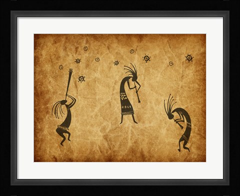 Framed Kokopelli Jamming Print