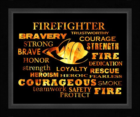 Framed Firefighter Words Print