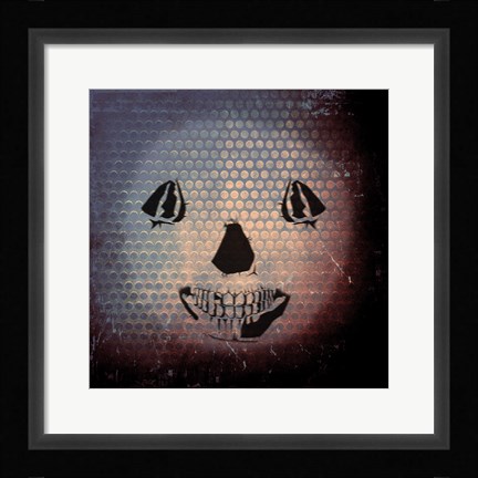 Framed Grunge Skull Smile Print