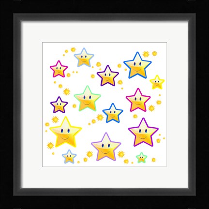 Framed Happy Face Stars Print
