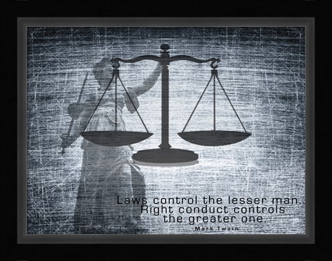 Framed Justice Law Mark Twain Quote Print