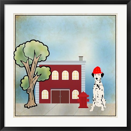 Framed Dalmation Firehouse Print
