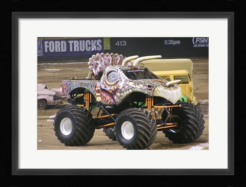 Framed Jurassic Attack Monster Truck Print