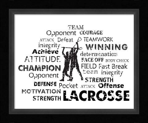 Framed Lacrosse Text Print