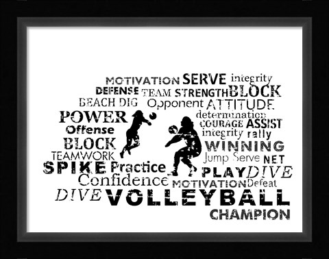 Framed Volleyball Text Print