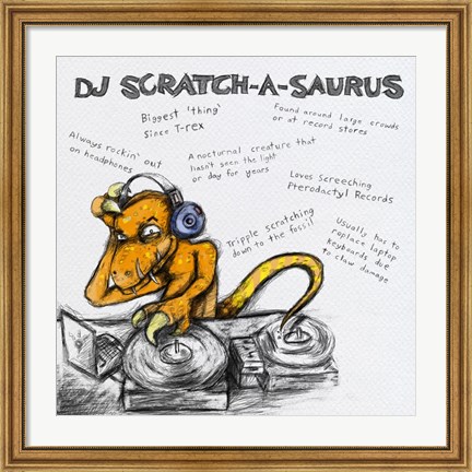 Framed DJ Scratch-A-Saurus Print