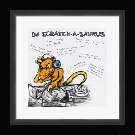 Framed DJ Scratch-A-Saurus Print