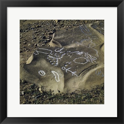 Framed Aboriginal Rock Engraving So. Kolan East Queensland Australia Print