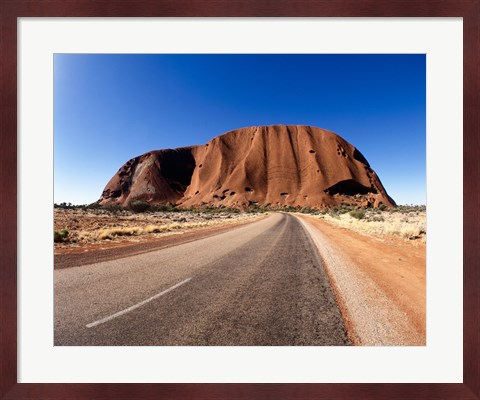 Framed Road passing through a landscape, Ayers Rock, Uluru-Kata Tjuta National Park, Australia Print
