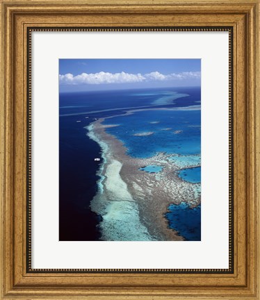 Framed Aerial view of a coastline, Hardy Reef, Great Barrier Reef, Whitsunday Island, Australia Print