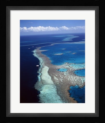 Framed Aerial view of a coastline, Hardy Reef, Great Barrier Reef, Whitsunday Island, Australia Print