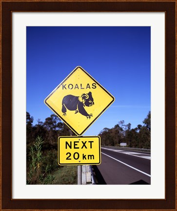 Framed Close-up of a crossing sign on the road side, Australia Print