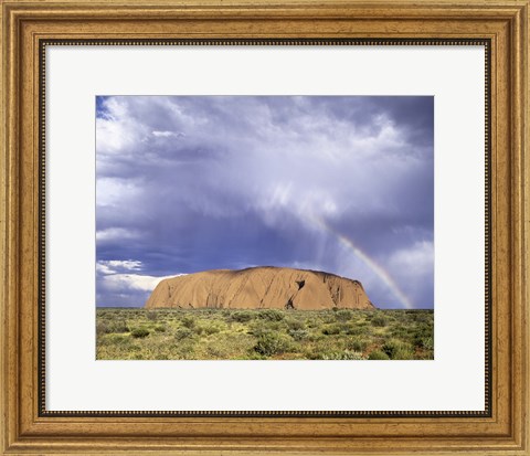 Framed Rock formation on a landscape, Ayers Rock, Uluru-Kata Tjuta National Park Print