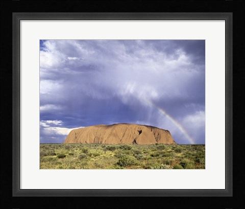 Framed Rock formation on a landscape, Ayers Rock, Uluru-Kata Tjuta National Park Print