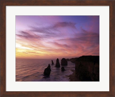 Framed Eroded rocks in the ocean, Twelve Apostles, Port Campbell National Park, Victoria, Australia Print