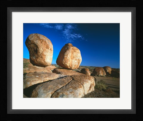 Framed Rocks on an arid landscape, Devil's Marbles, Northern Territory, Australia Print