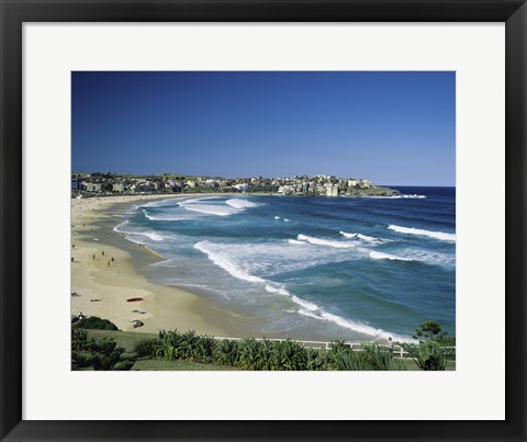 Framed High angle view of a beach, Bondi Beach, Sydney, New South Wales, Australia Print