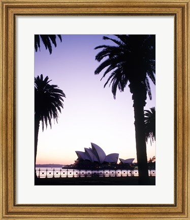 Framed Silhouette of a opera house at dusk, Sydney Opera House, Sydney, Australia Print